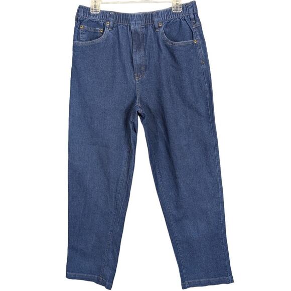 Turtle Bay Pull On Jeans Womens Medium Elastic Pockets Stretch Comfy Mom Pants - Picture 1 of 7